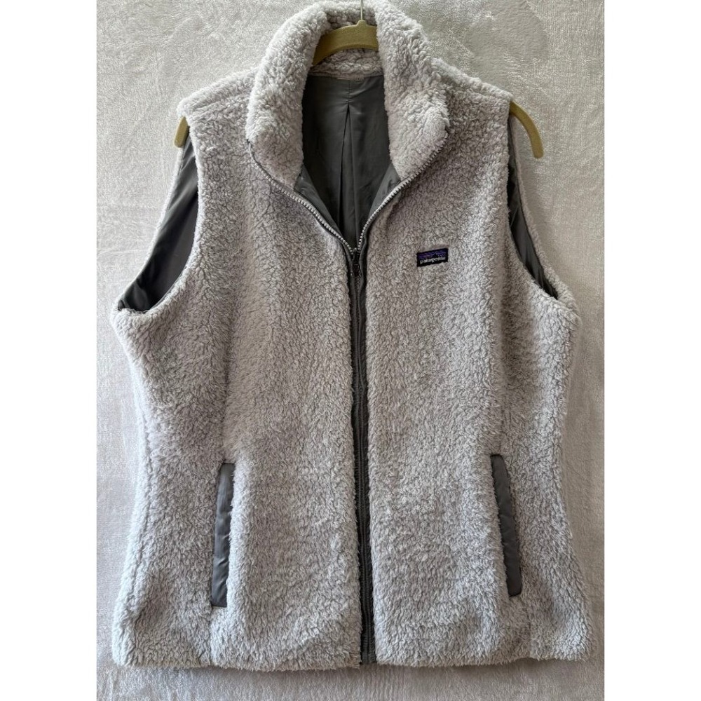 Patagonia Los Gatos Reversible Fleece Vest Womens Full Zip Sherpa Gray Birch